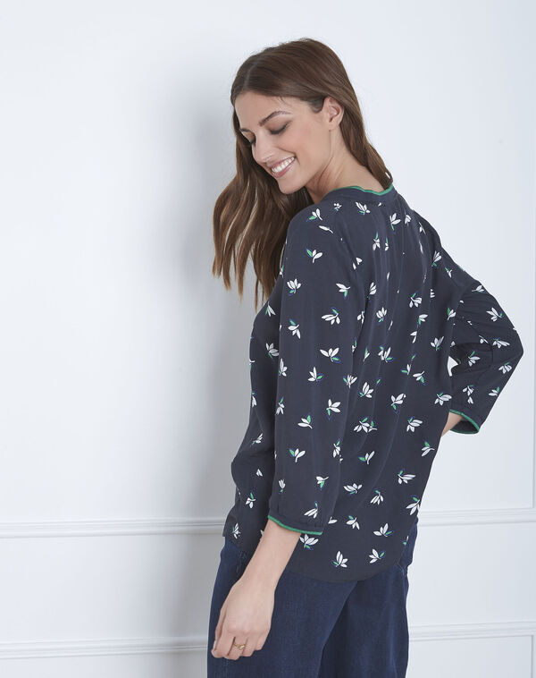 Varna navy floral print blouse navy.