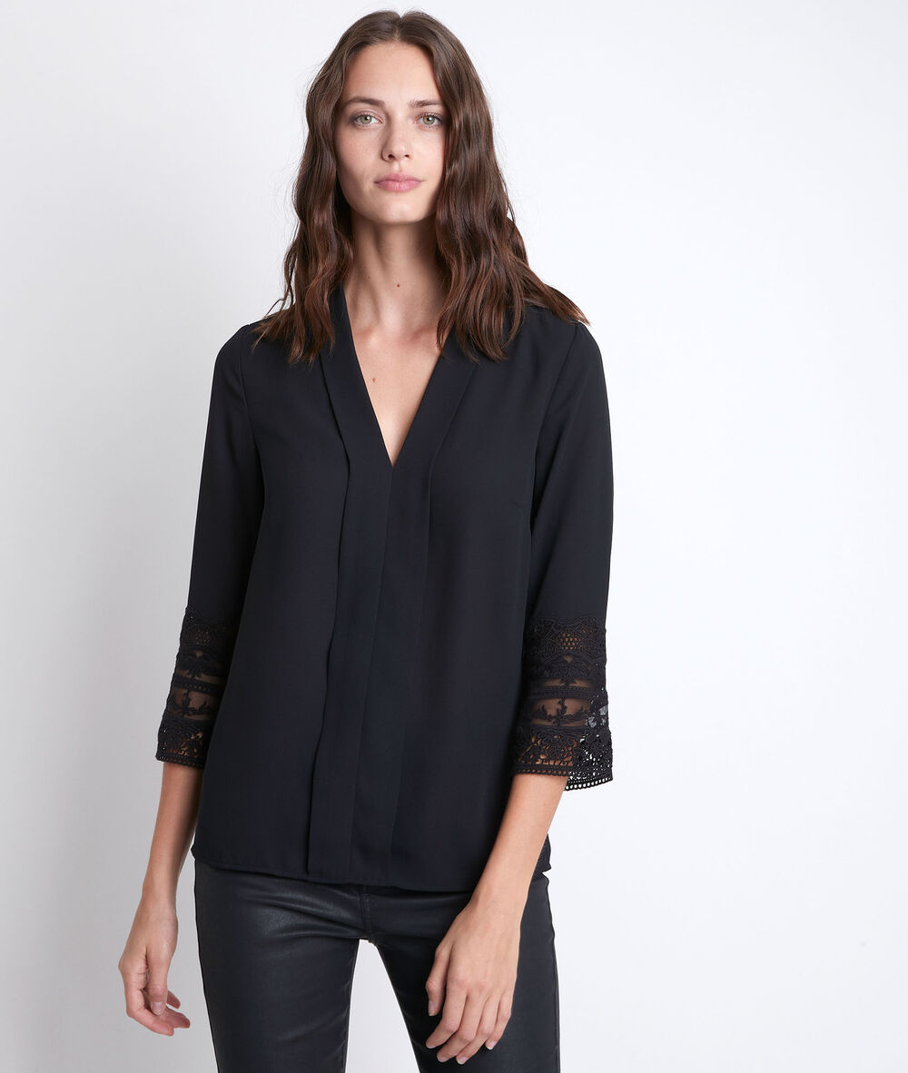 Janis black lace blouse noir.