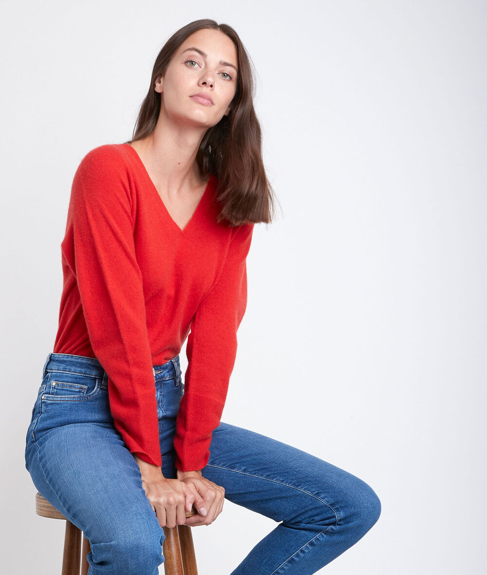 Ralph orange cashmere pullover geranium.