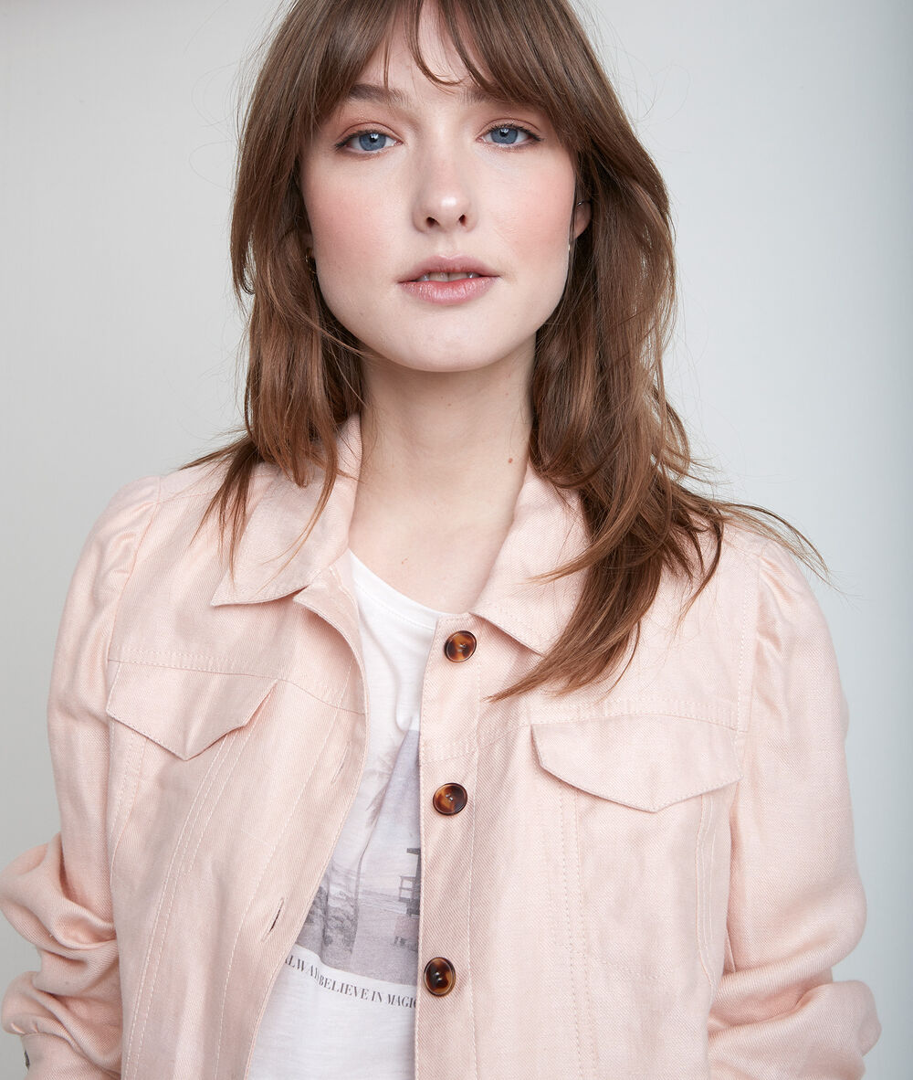 Passion peach linen jacket peche.