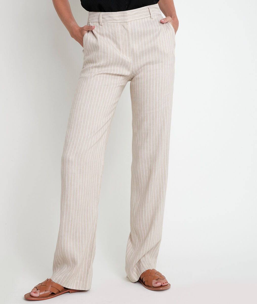 Milo wide beige striped trousers | 1-2-3 Milo wide beige striped trousers PhotoZ | 1-2-3