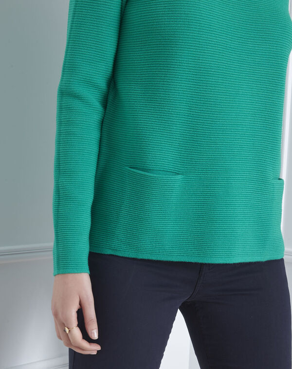 Belize green fine knit funnel neck pullover mint.