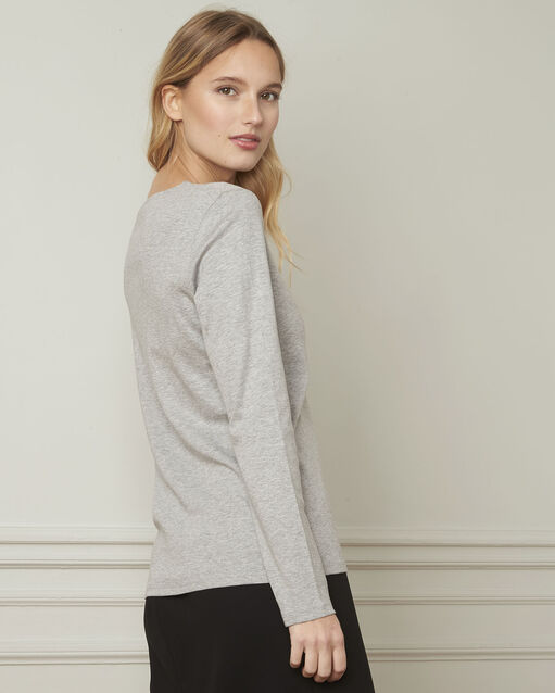 Etincelante grey lurex v-neckline t-shirt mid chine.