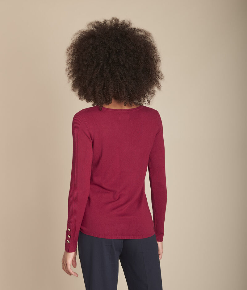 Flora Burgundy Jersey Pullover With Button Details Women Maison 123