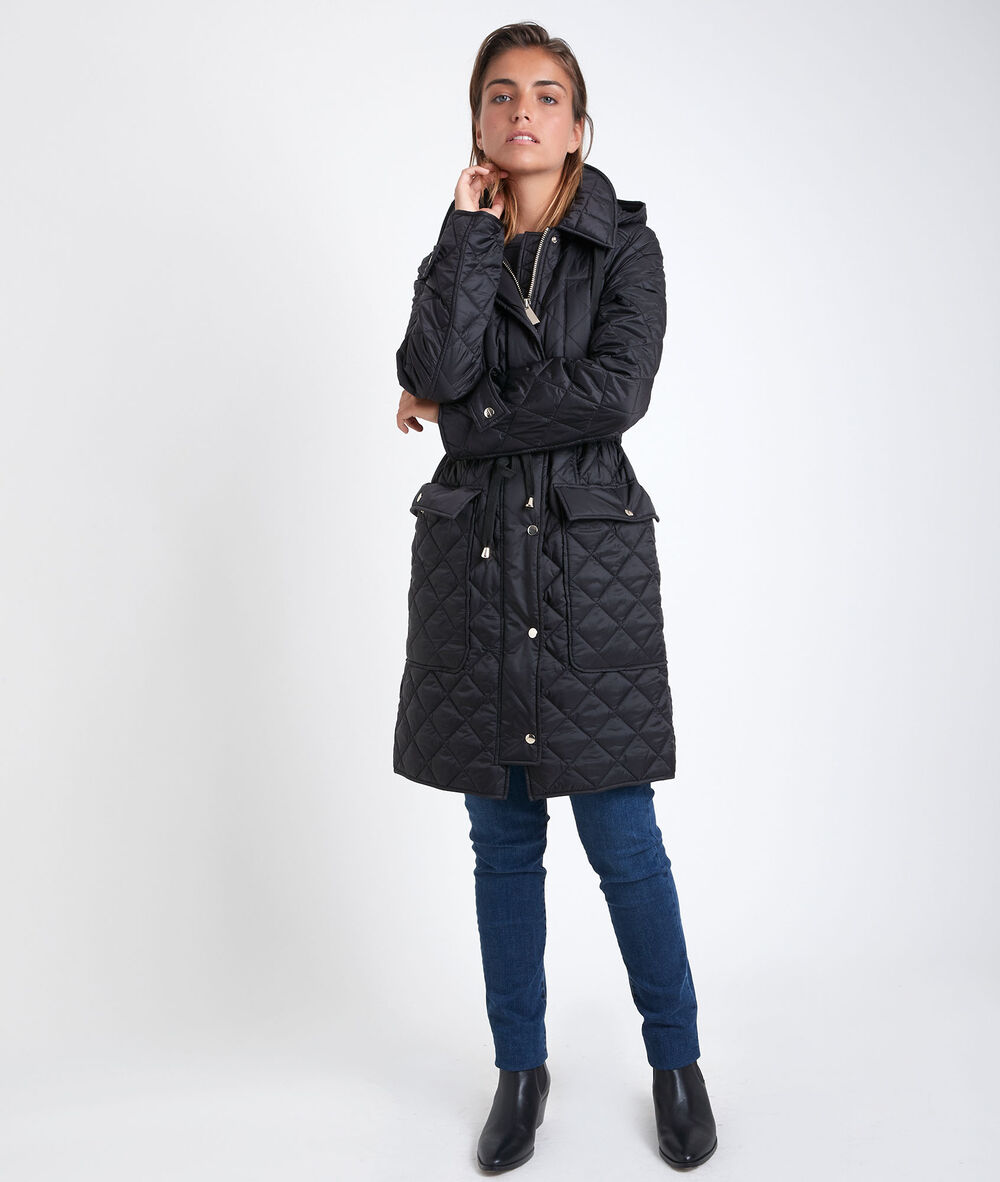 Bakura long hooded down jacket noir.