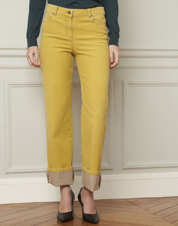 Chica yellow flared cotton jeans | 1-2-3 Chica yellow flared cotton jeans PhotoZ | 1-2-3