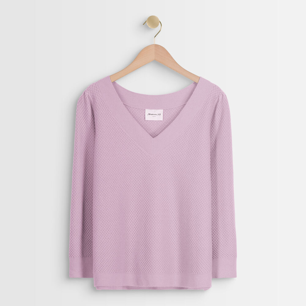 Amore violet decorative knit jumper mauve pâle.