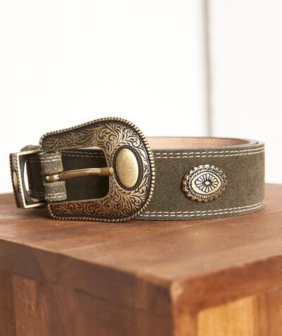 Eddy khaki suede belt with cowboy-style details PhotoZ | 1-2-3