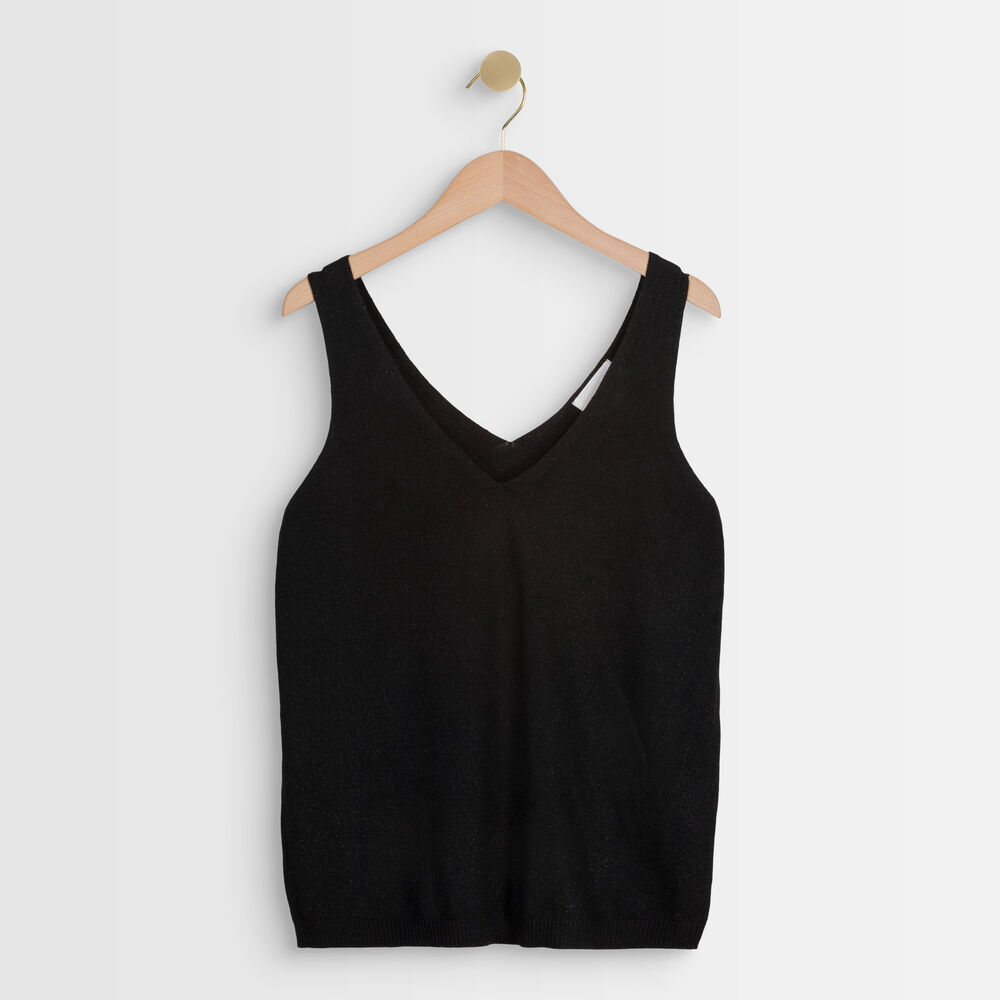 Alizee black knitted vest top noir.