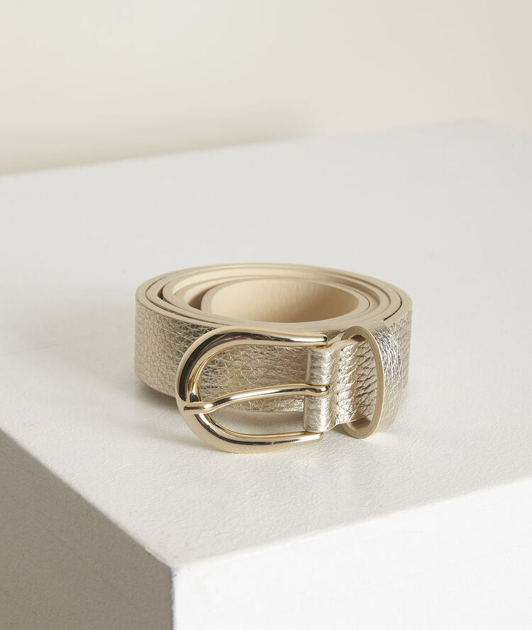 Karine golden leather belt white gold.