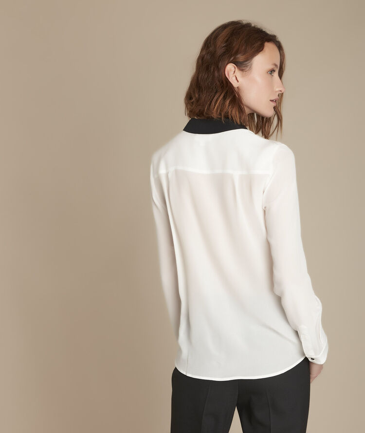 Maelle silk shirt with contrasting collar black/white.