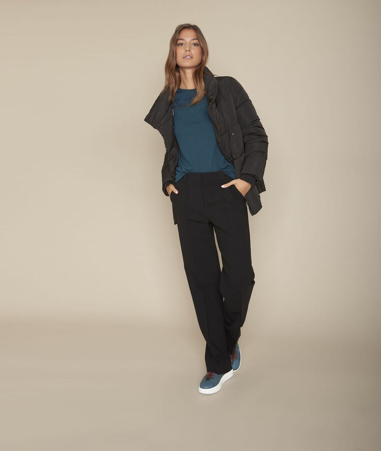 Eloic straight-leg microfibre trousers black.