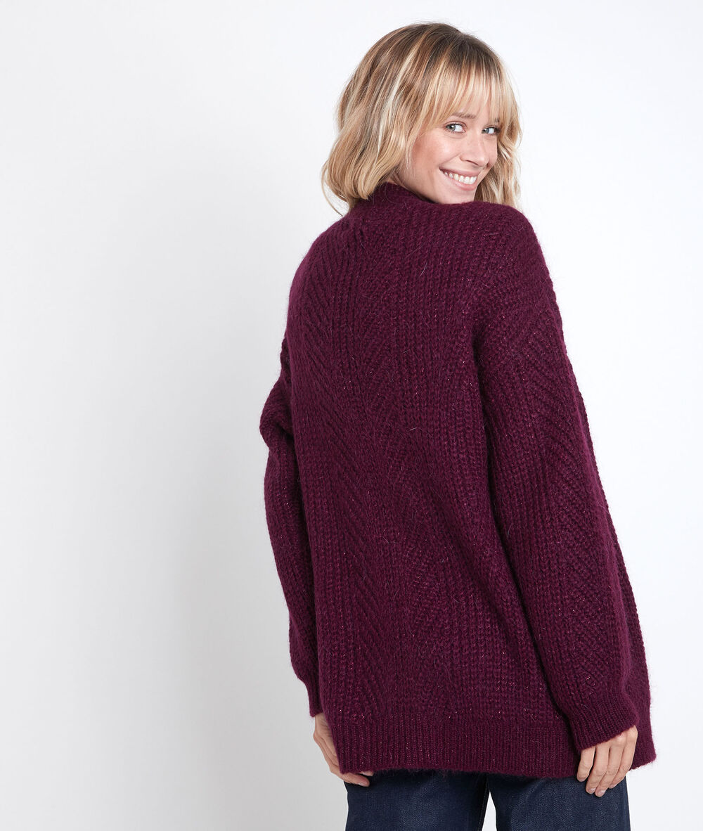 Rejane garnet mohair blend cardigan grenat.