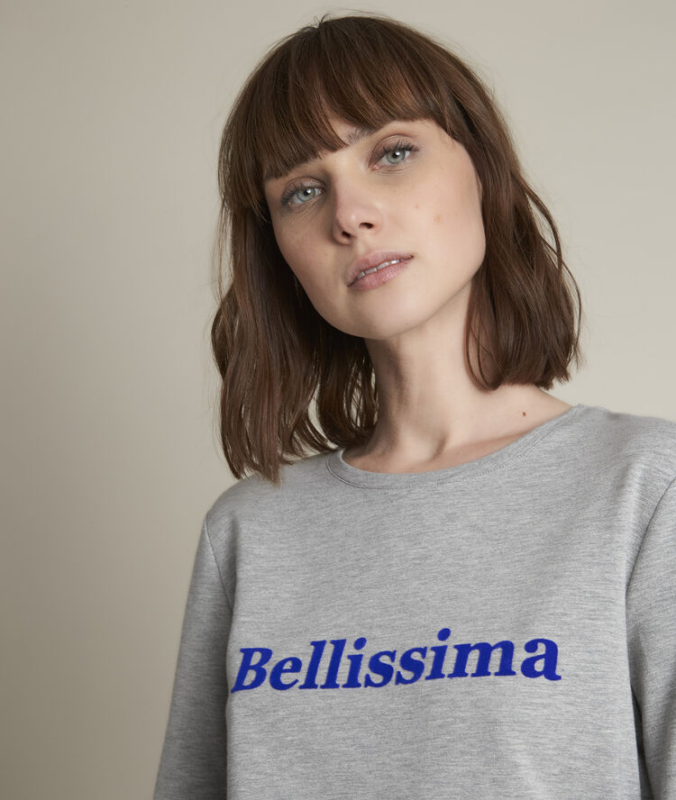 Romain grey marl sweatshirt with slogan cinnamon.