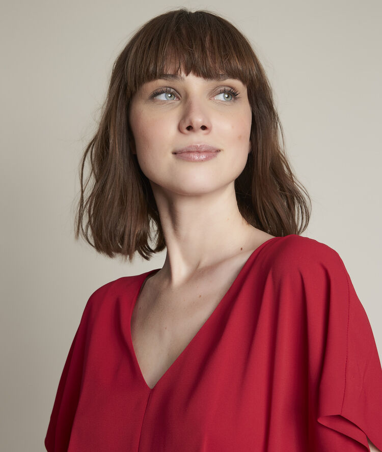 Of&eacute;lie crepe dress with belt light fuscia.