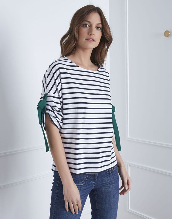 Portland white striped T-shirt with ties | 1-2-3 Portland white striped T-shirt with ties PhotoZ | 1-2-3