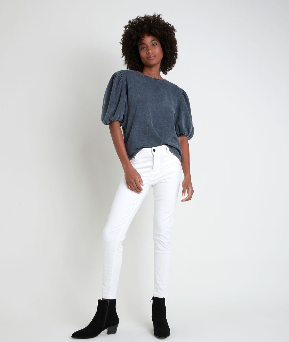 Inaya grey puff sleeve top anthracite.