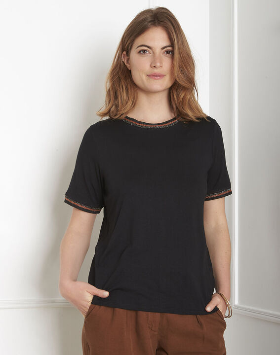 Proove black T-shirt with ribbon details | 1-2-3 Proove black T-shirt with ribbon details PhotoZ | 1-2-3
