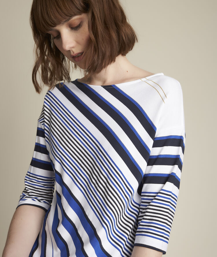 Royan asymmetrical striped t-shirt white.