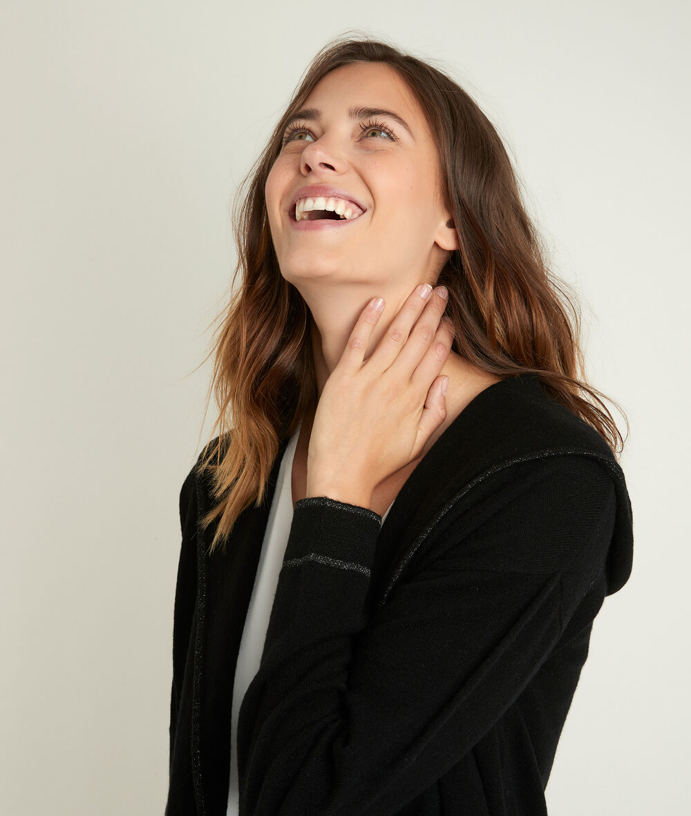 Ruth wool and cashmere cardigan noir.