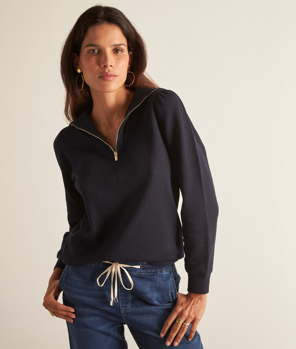 Faro navy high-necked cotton sweatshirt PhotoZ | 1-2-3