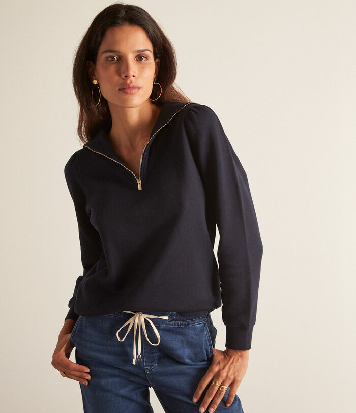 Faro navy high-necked cotton sweatshirt
