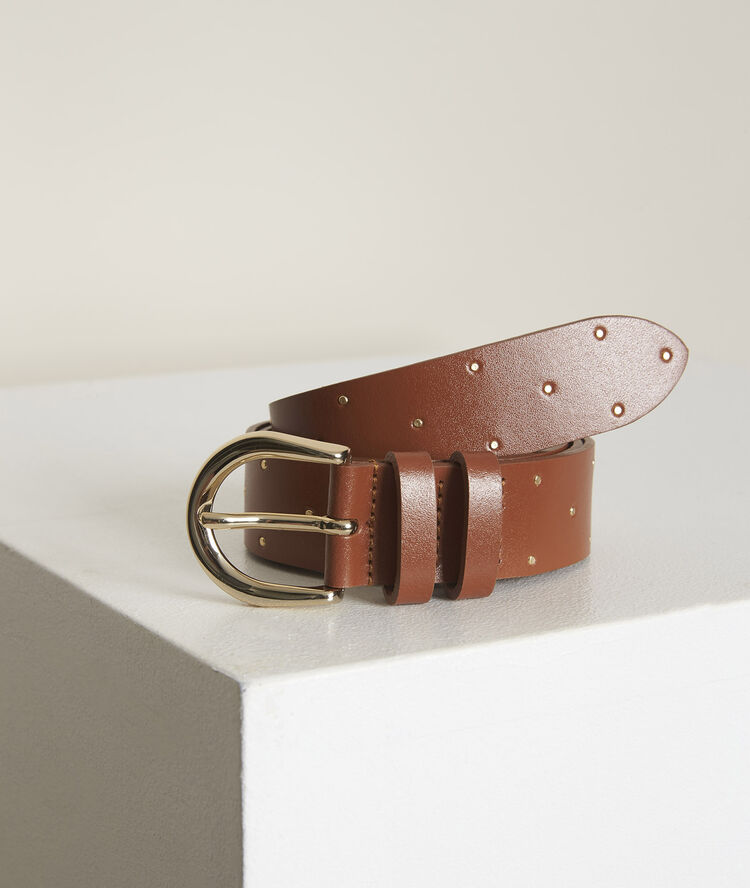 New arock studded leather belt mahogany.