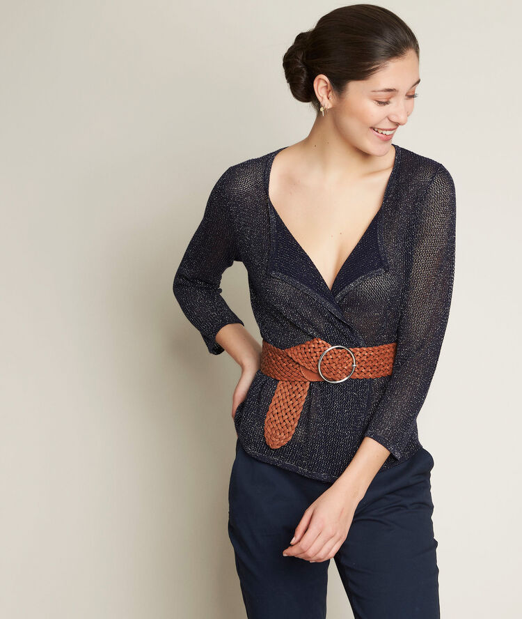 Noisette navy openwork cardigan navy blue.