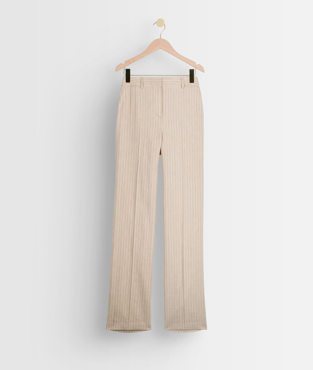 Milo wide beige striped trousers beige.