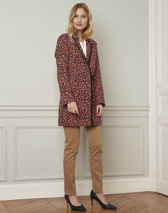 Donna animal print coral coat | 1-2-3 Donna animal print coral coat PhotoZ | 1-2-3