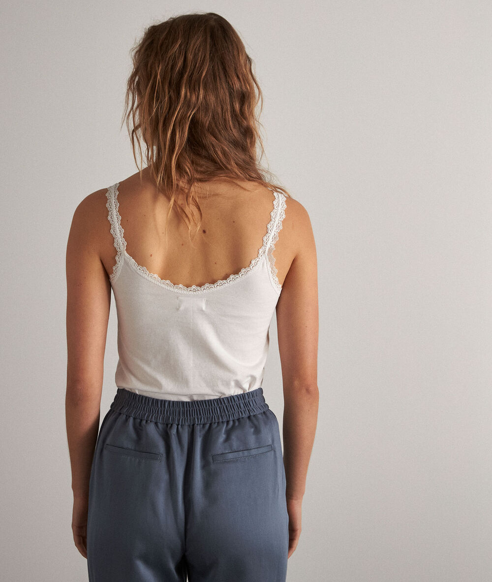 Rosa white cotton tank top blanc.