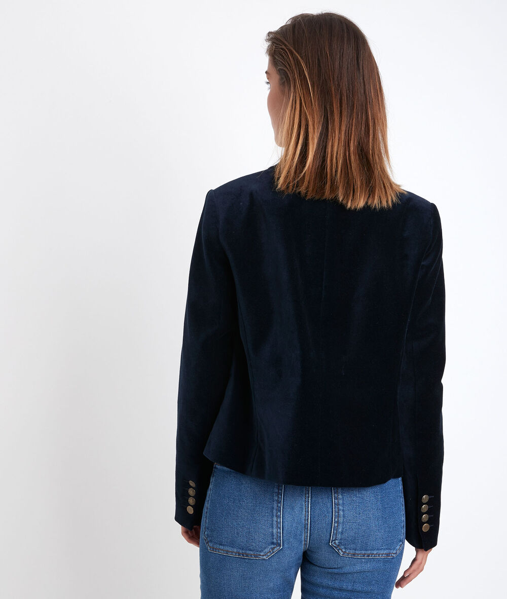 Tang navy velvet officer-style jacket marine.