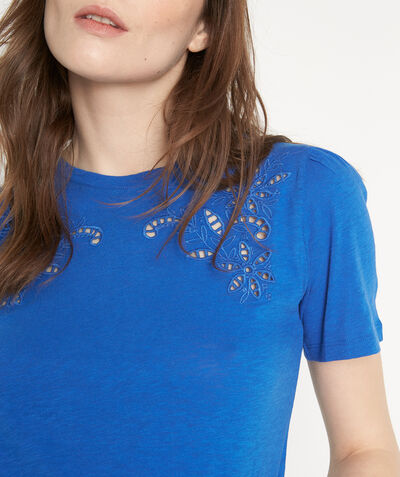 Malaga royal blue openwork cotton T-shirt  PhotoZ | 1-2-3