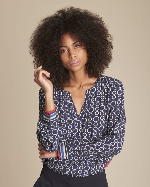 Blouse marine imprimé chaine Marin (1) - Maison 123