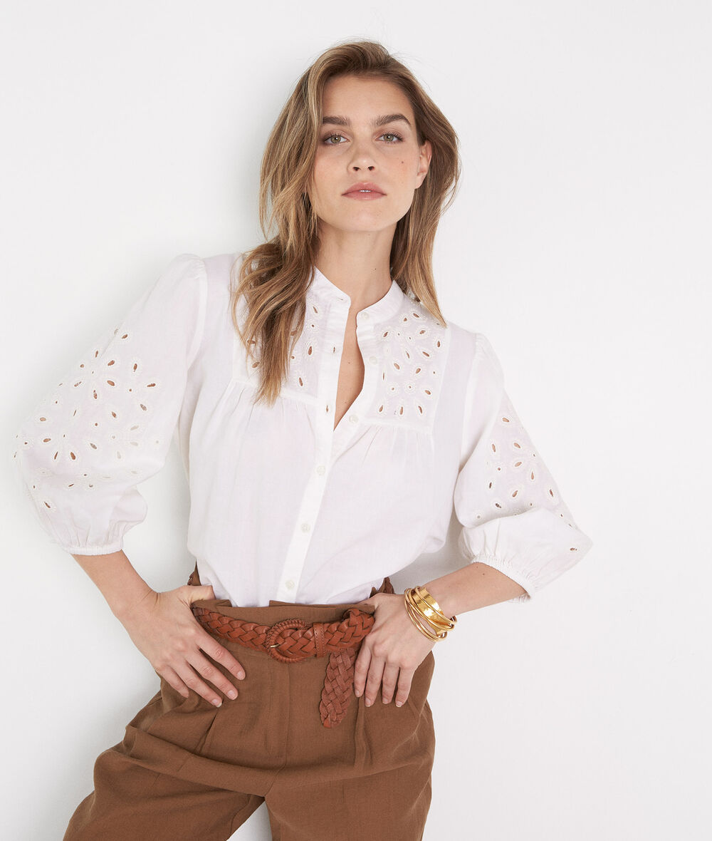 Chloe ecru cotton embroidered blouse  PhotoZ | 1-2-3