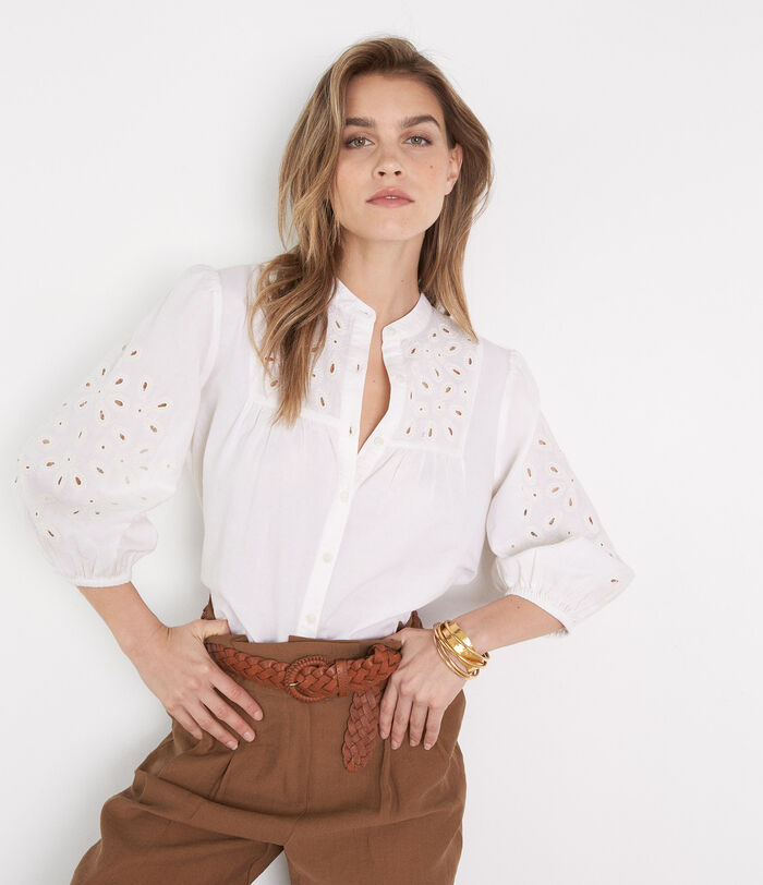 Chloe ecru cotton embroidered blouse 