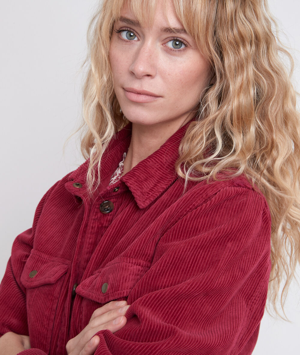 Perle red corduroy over-shirt grenat.