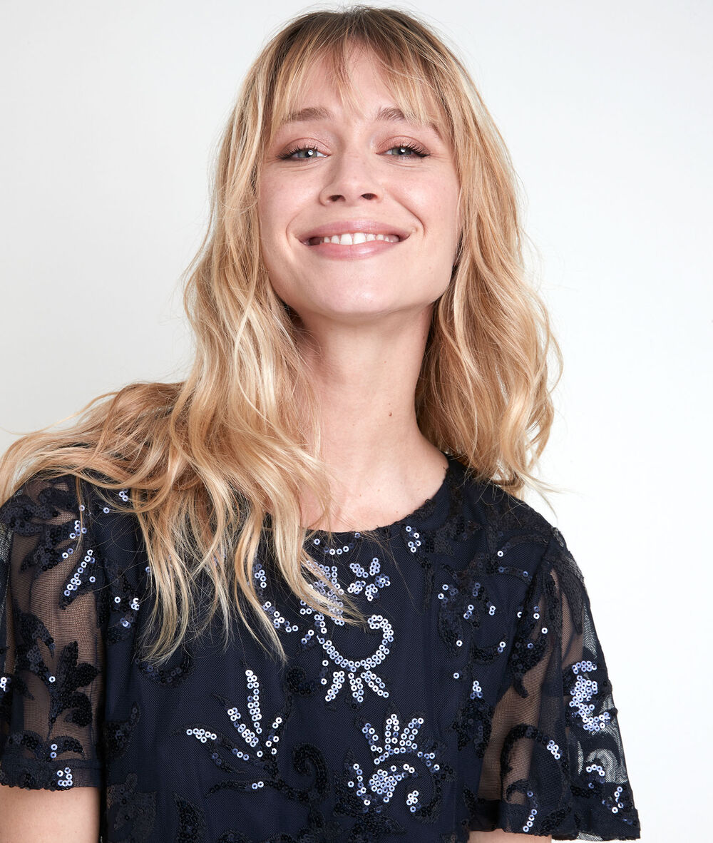 Constance fit and flare dress marine.