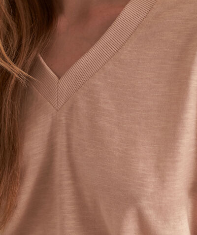 FILM powder pink cotton V-neck T-shirt  PhotoZ | 1-2-3