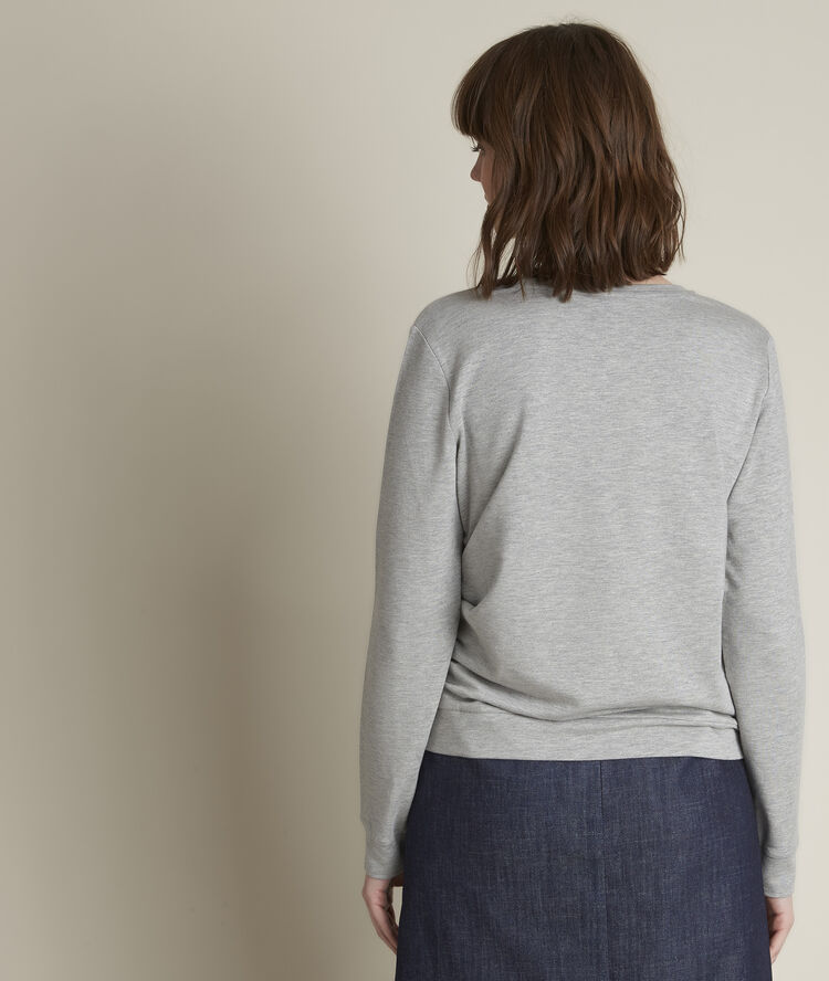 Romain grey marl sweatshirt with slogan cinnamon.