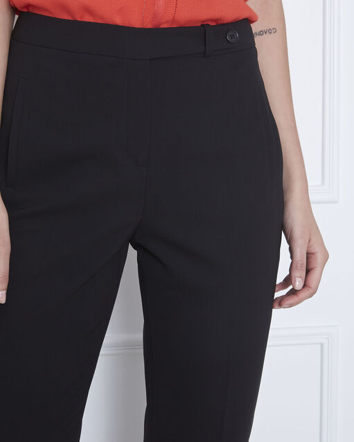 Hugo black straight-cut microfibre trousers with buttoned waistband black.