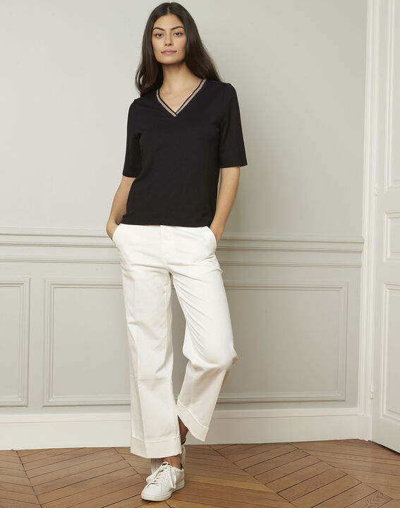 Pluie black lurex V-neckline T-shirt | 1-2-3 Pluie black lurex V-neckline T-shirt PhotoZ | 1-2-3