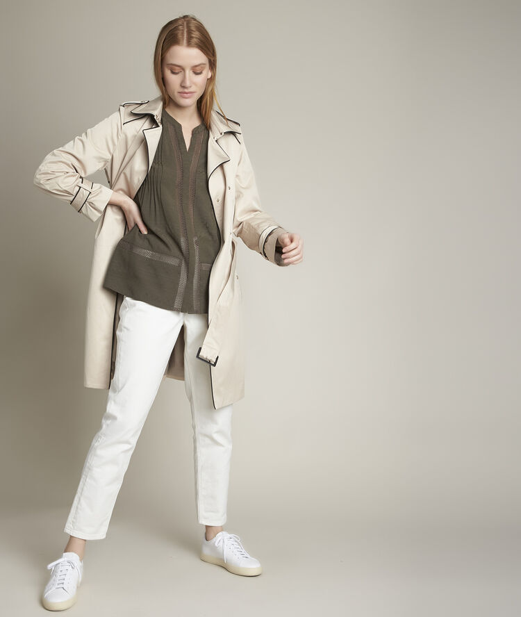 Evka embroidered khaki-coloured blouse khaki.