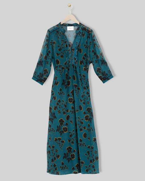 Ivanie cypress long printed dress forest green.
