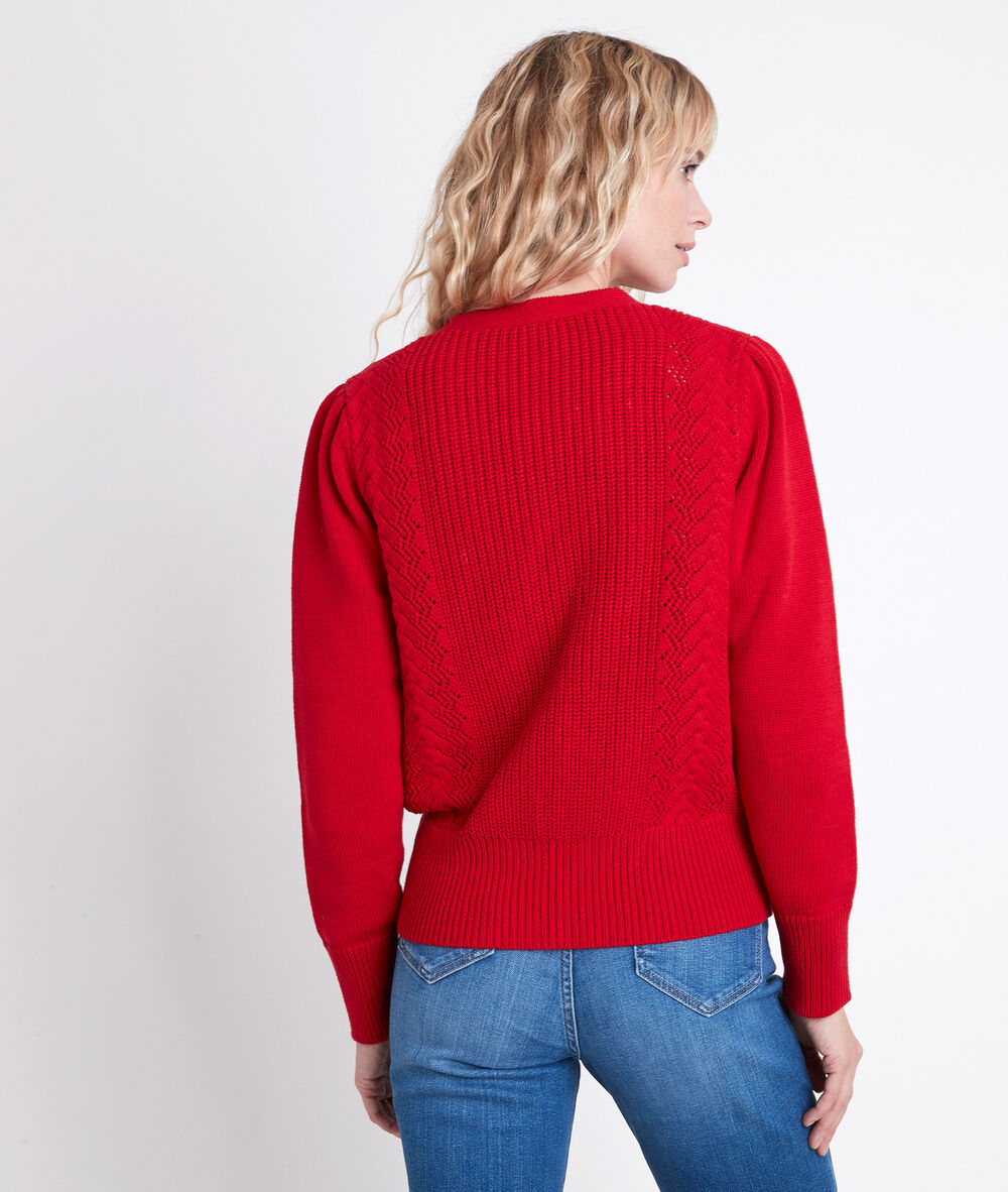 Abbie decorative red cardigan rouge.