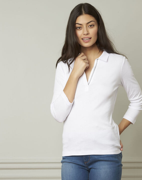 Primerose white lurex T-shirt with V neckline | 1-2-3 Primerose white lurex T-shirt with V neckline PhotoZ | 1-2-3