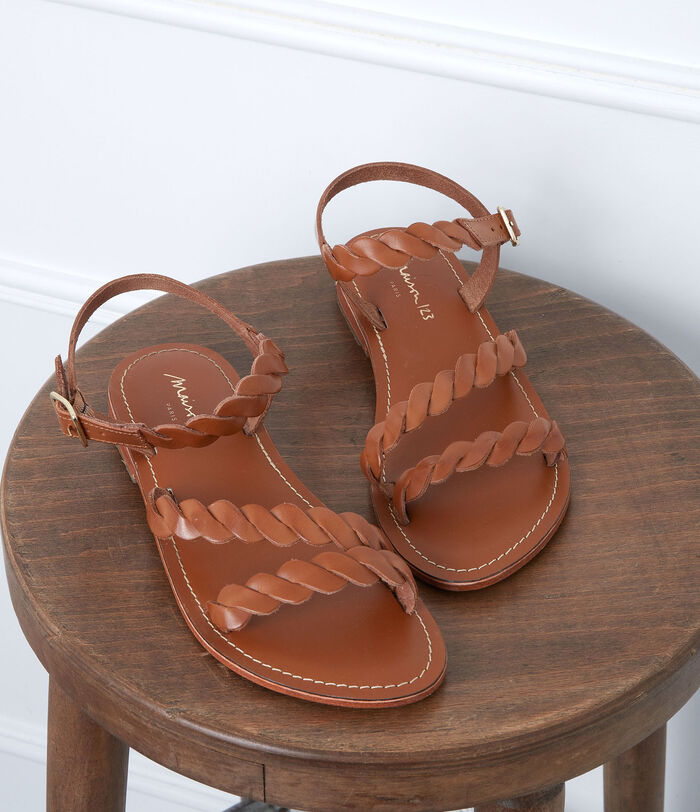 Camel leather flat sandals Gema