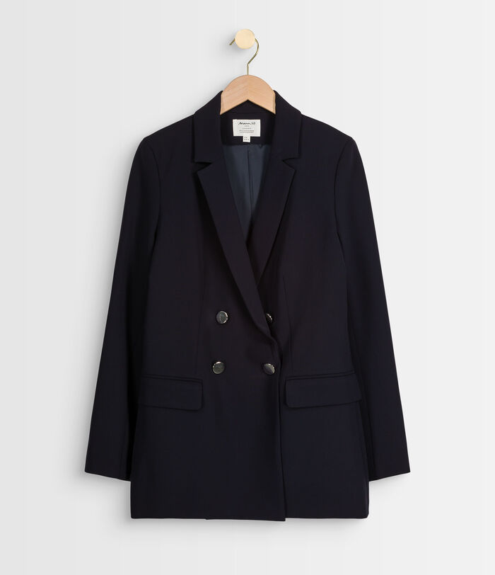 Florine navy microfibre tailored jacket PhotoZ | 1-2-3