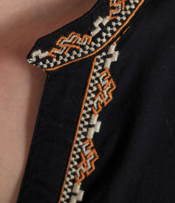 Georgina short black embroidered cotton dress PhotoZ | 1-2-3