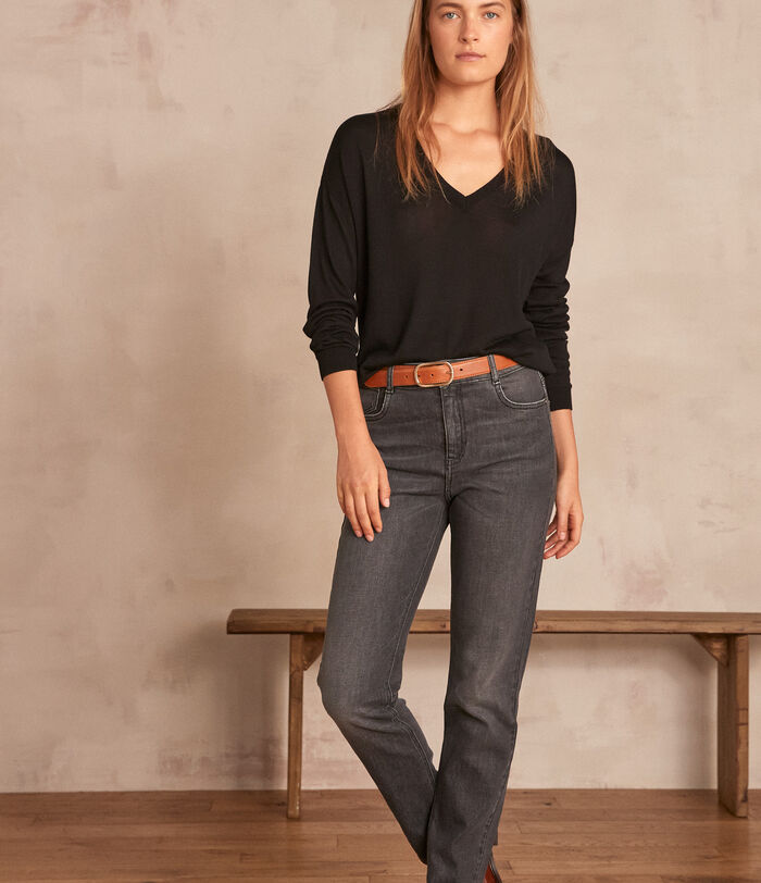Sonia dark grey organic-cotton straight-leg jeans